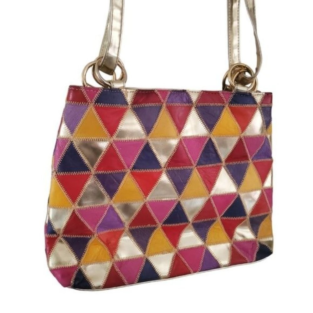 La Covina Patchwork Multicolored Leather Should B… - image 2